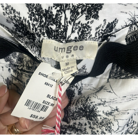 Umgee Toile Tiered Midi Dress Black White French Country Ric Rac Trim Medium New - Picture 9 of 12